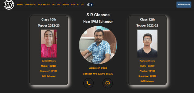 S.R. Classes - Digital brochure for students and parents