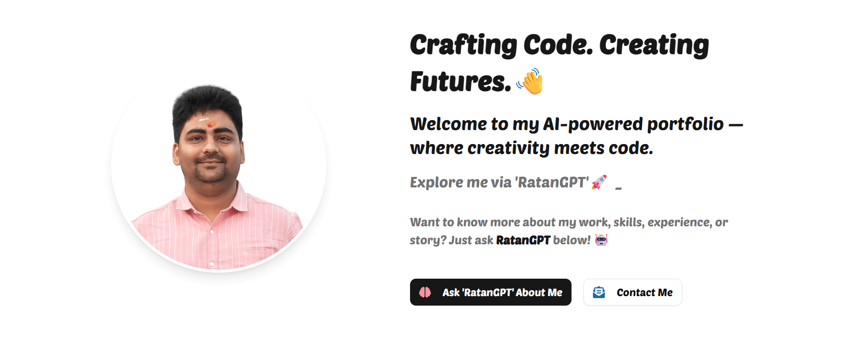 AI Powered Portfolio - Powered via 'RatanGPT'