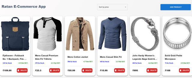 E-Commerce Admin - Product Management Dashboard.