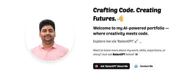 AI Powered Portfolio - Powered via 'RatanGPT'